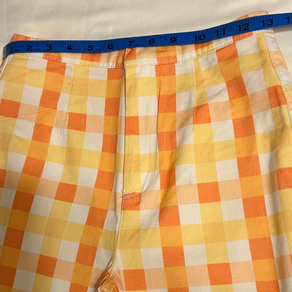 Free People NWOT!!! She’s All That Orange Plaid Straight Leg Pants - Picture 6 of 11